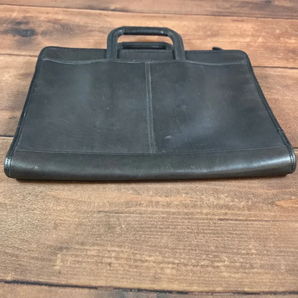 Coach Briefcase Mens OS Black Good Leather Slim Document Bag 5203 USA